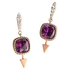 2.37 Carat Rhodolites and Diamonds, True North Solo Earrings by Ellie Thompson