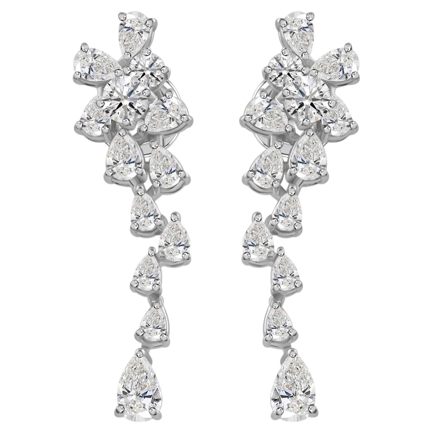 2.37 Carat SI Clarity HI Color Diamond Earrings 18 Karat White Gold Jewelry For Sale