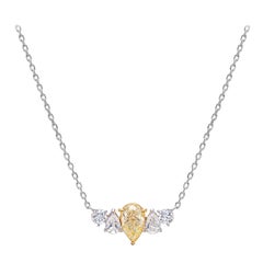 2.37 Carat Yellow and White Diamond Pendant Necklace in 18K Gold