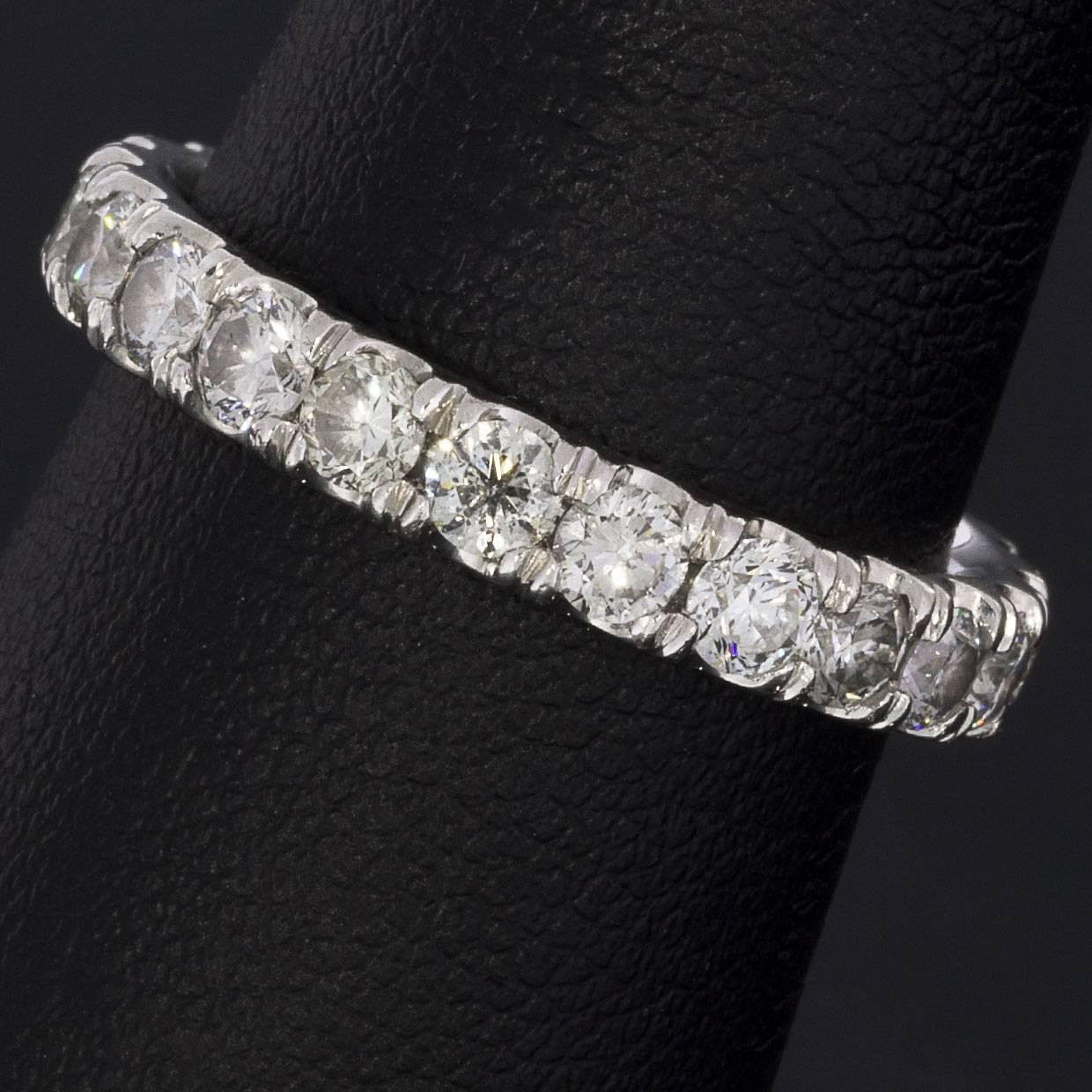 2.37 Carat Platinum Round Diamond Eternity Wedding Band Ring 1