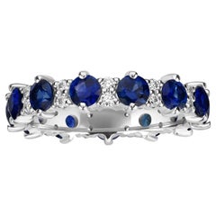 2.37 Carats Sapphire Diamond Eternity Band Ring in 18k White Gold 2.37 Carats Sapphire Diamond Eternity Band Ring in 18k White Gold