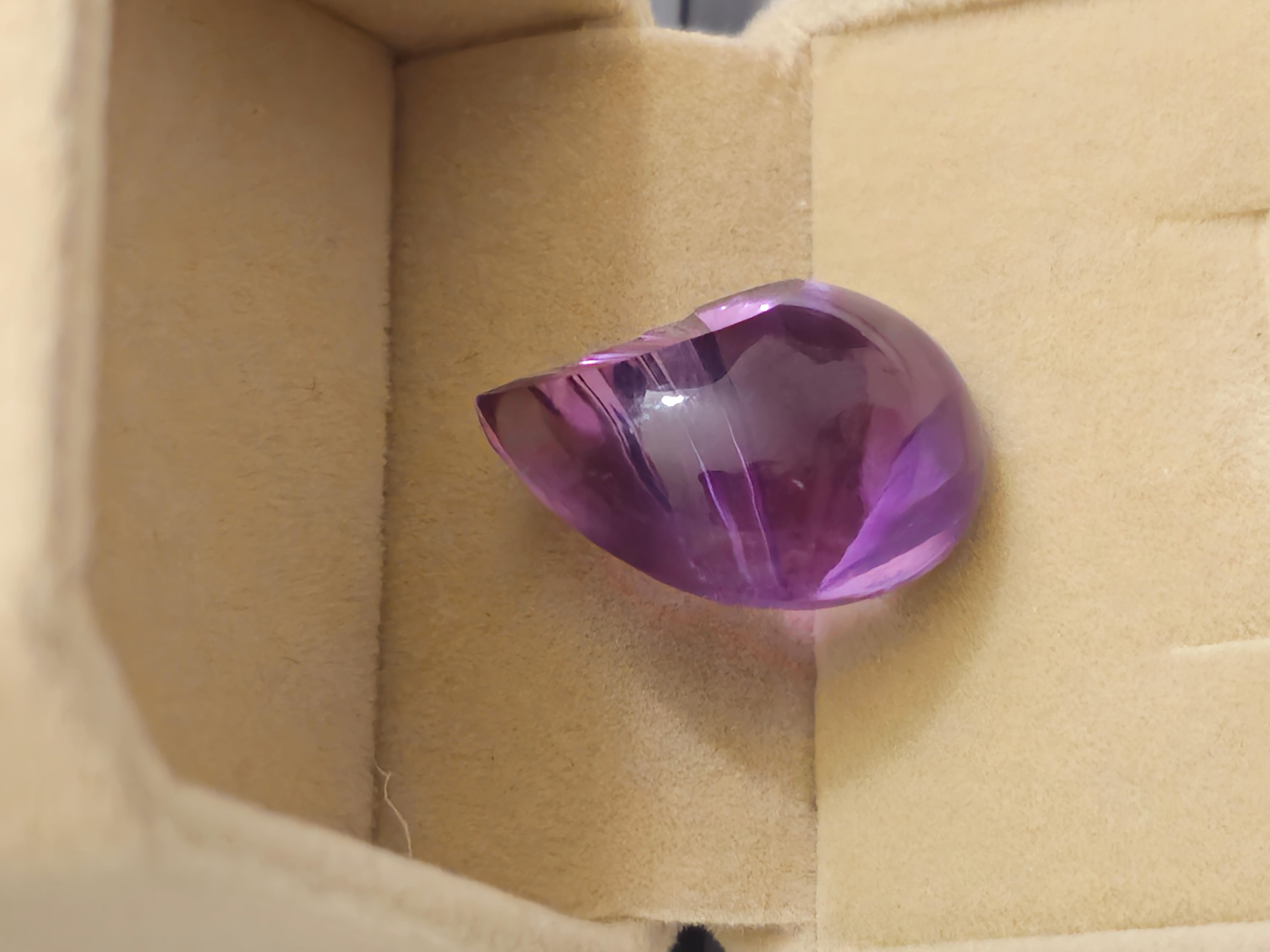23.7 ct. Brazil Natural Amethyst Seashell Fantasy Cut 23X17 For Sale 6
