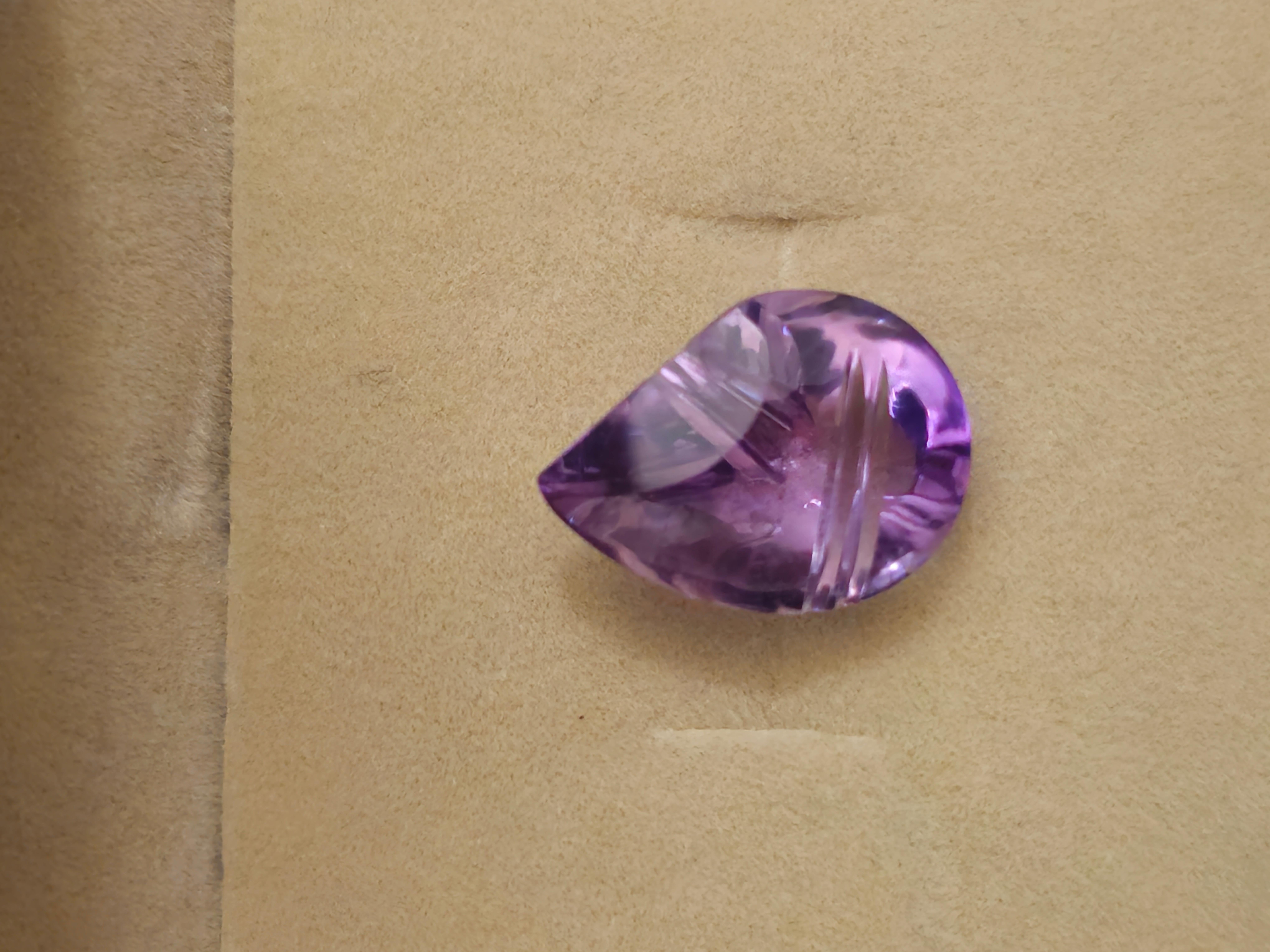 23.7 ct. Brazil Natural Amethyst Seashell Fantasy Cut 23X17 For Sale 10