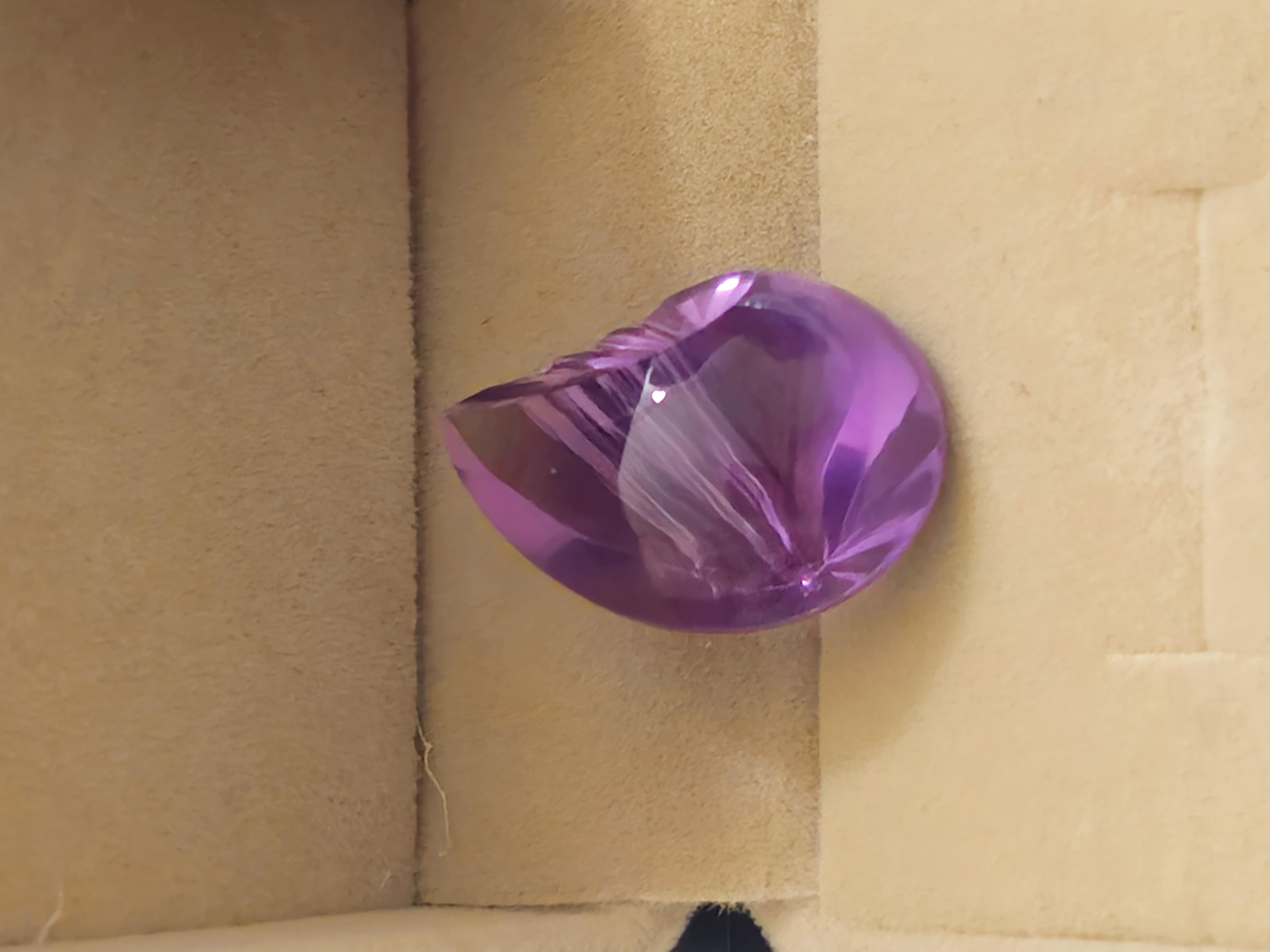 23.7 ct. Brazil Natural Amethyst Seashell Fantasy Cut 23X17 For Sale 3