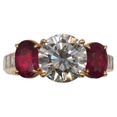 2.37 CT Diamond & 2.06 CT Ruby 18K Yellow Gold Statement Ring