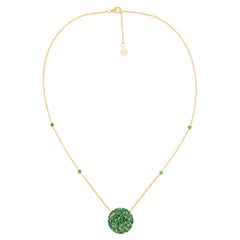2.37 Ct Emerald Play of Color Cobblestone Necklace in 18k Yellow Gold