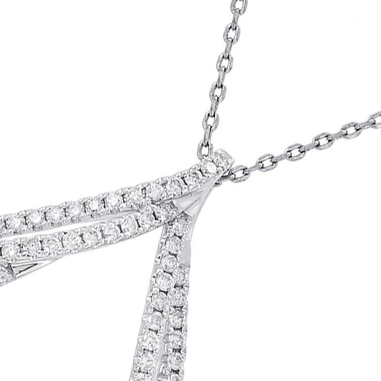 2.37ctw. Natural Diamond Cluster Teardrop Pendant Necklace in 14k White