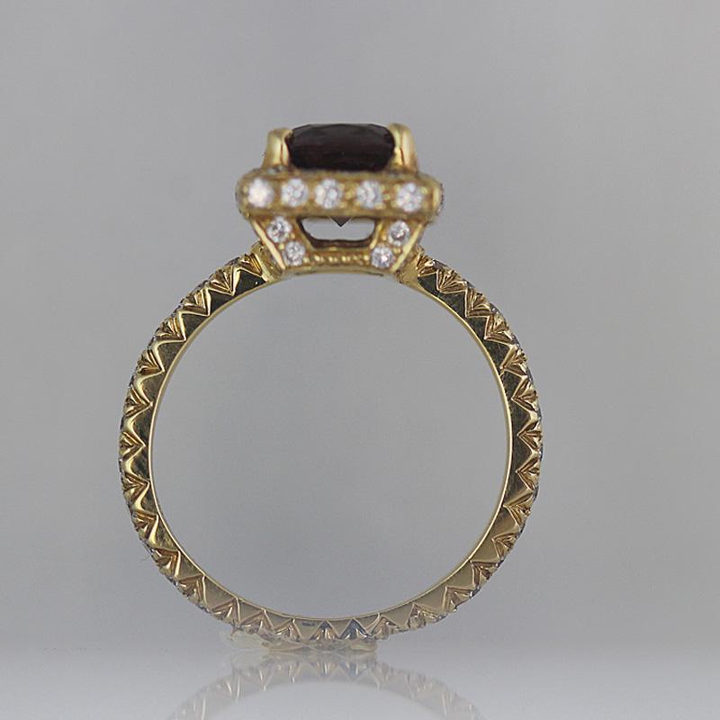 2.37 Natürlicher Granat Diamant Verlobungsring in 18 Karat, Ben Dannie (Zeitgenössisch) im Angebot
