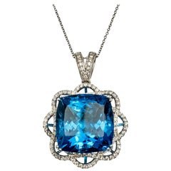 23.71 Carat Topaz Carats White Gold Pendant Necklace