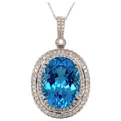 23.71 Carat Topaz Diamond Pendant Necklace