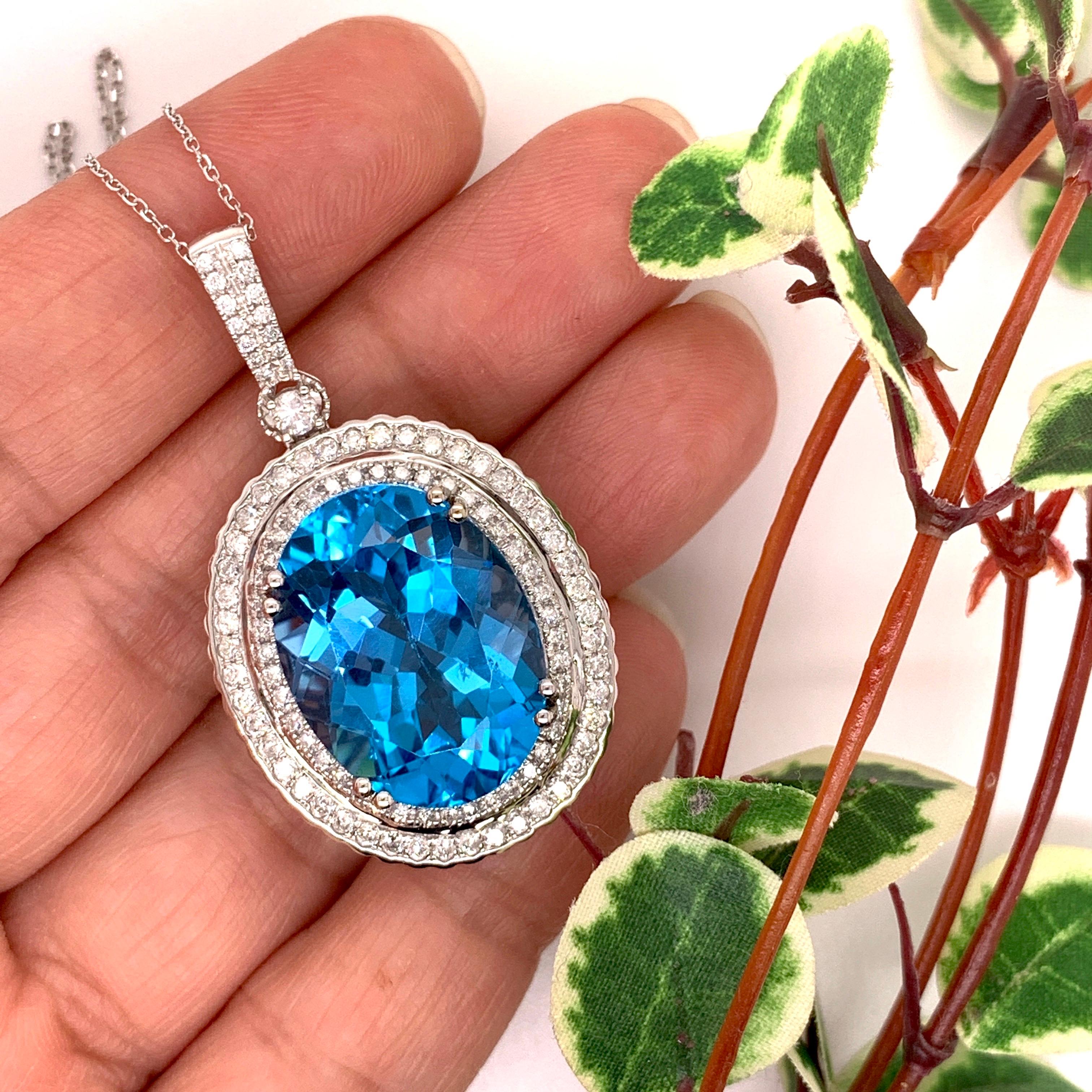 23.71 Carat Topaz Diamond Pendant Necklace 2