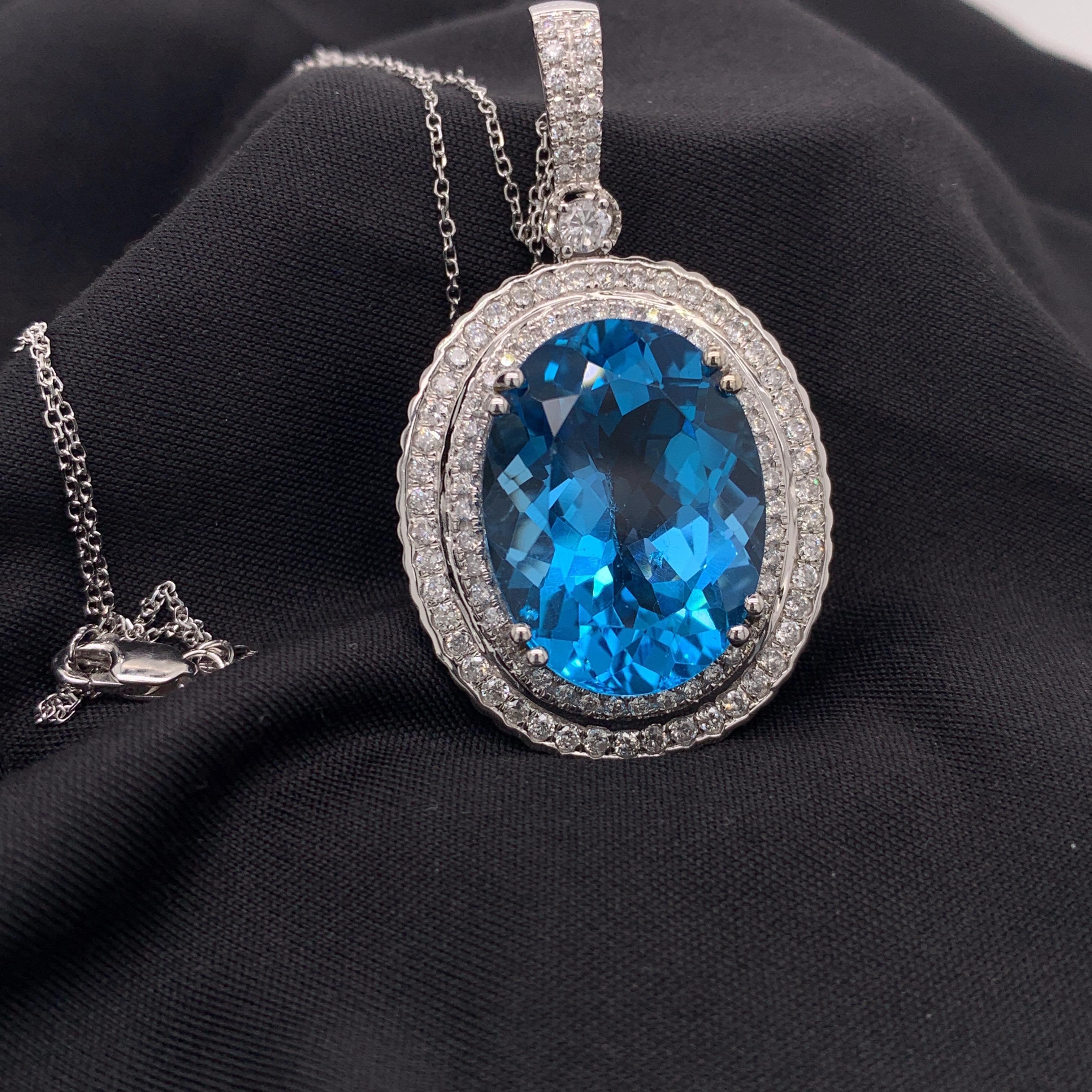 23.71 Carat Topaz Diamond Pendant Necklace 3