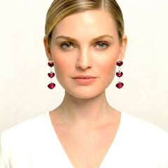 23.74 Rhodolite Garnet Round Diamond Yellow and White Gold Earrings