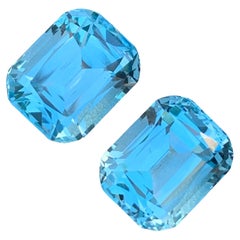 23,75 Karat Facettierter Blautopas Paar Kissenform Edelstein für Ohrringe