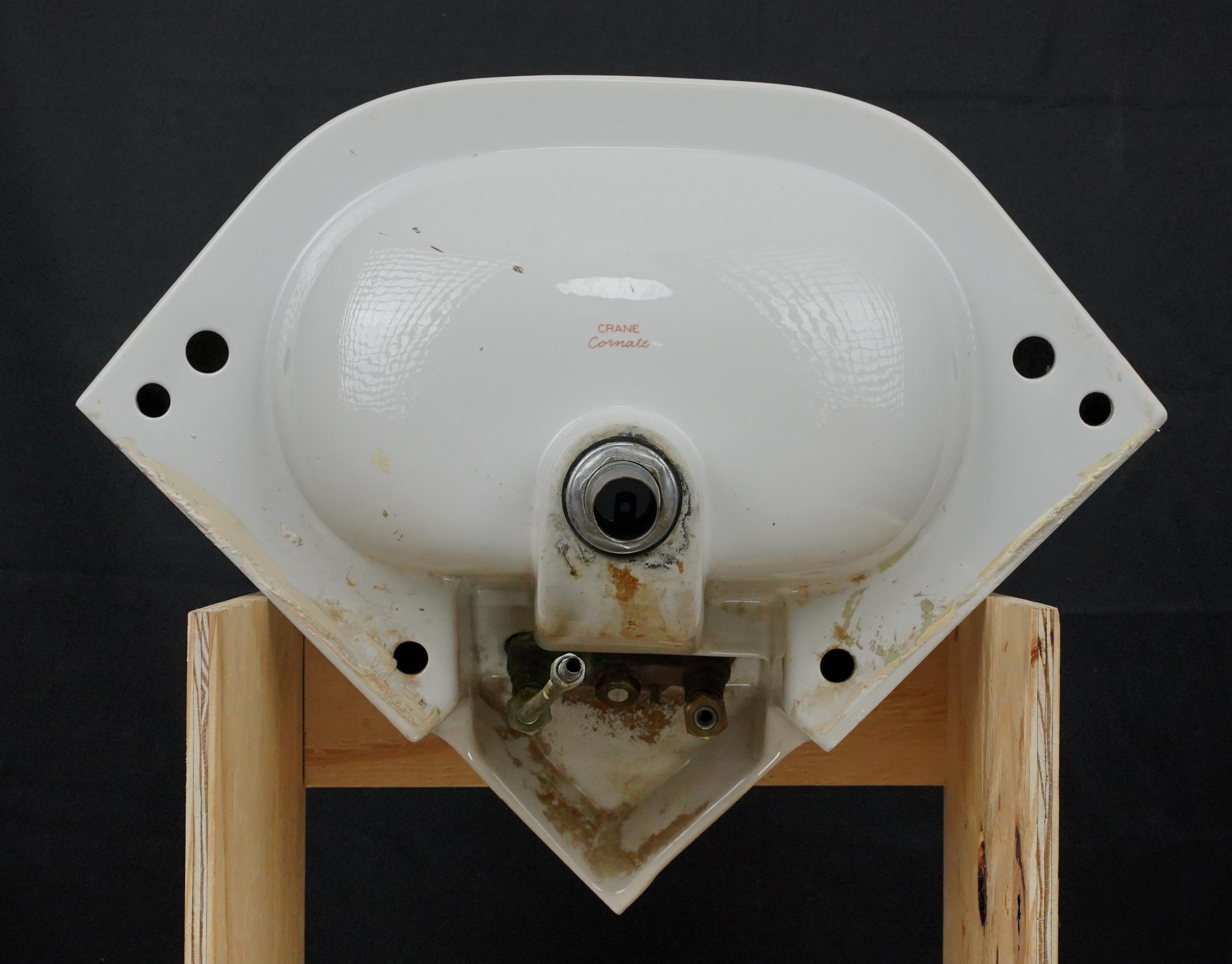 23.75 in. Crane Cornate White Corner Wall Sink For Sale 6