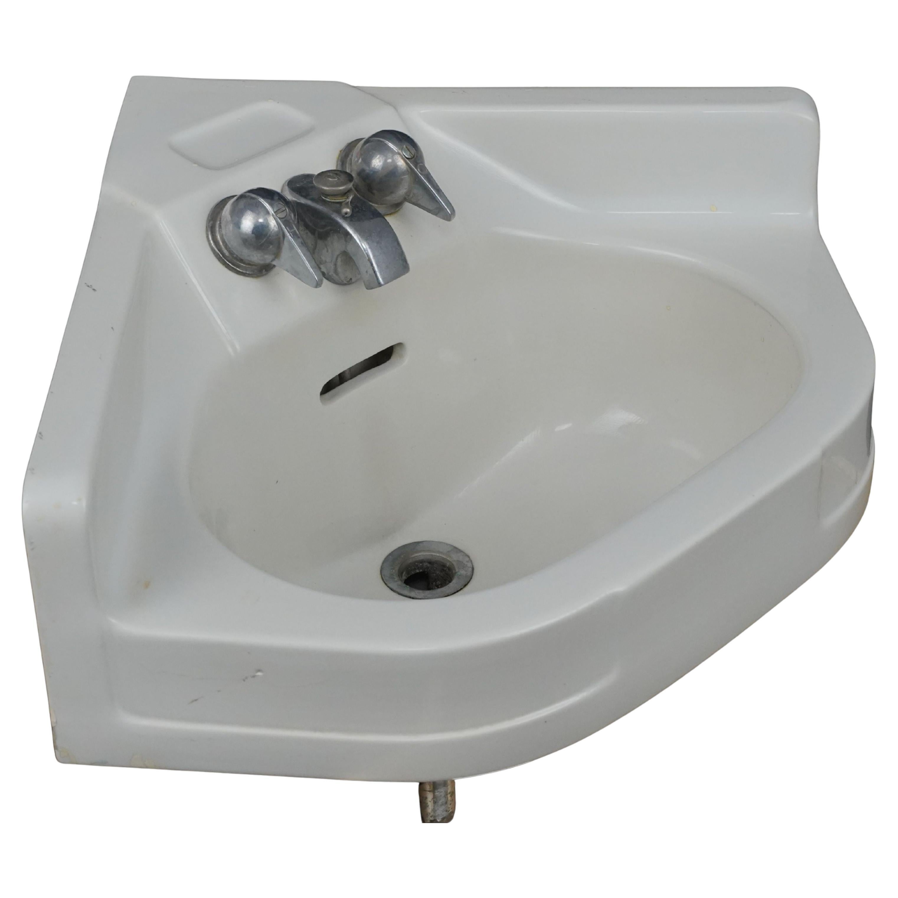 23.75 in. Crane Cornate White Corner Wall Sink For Sale