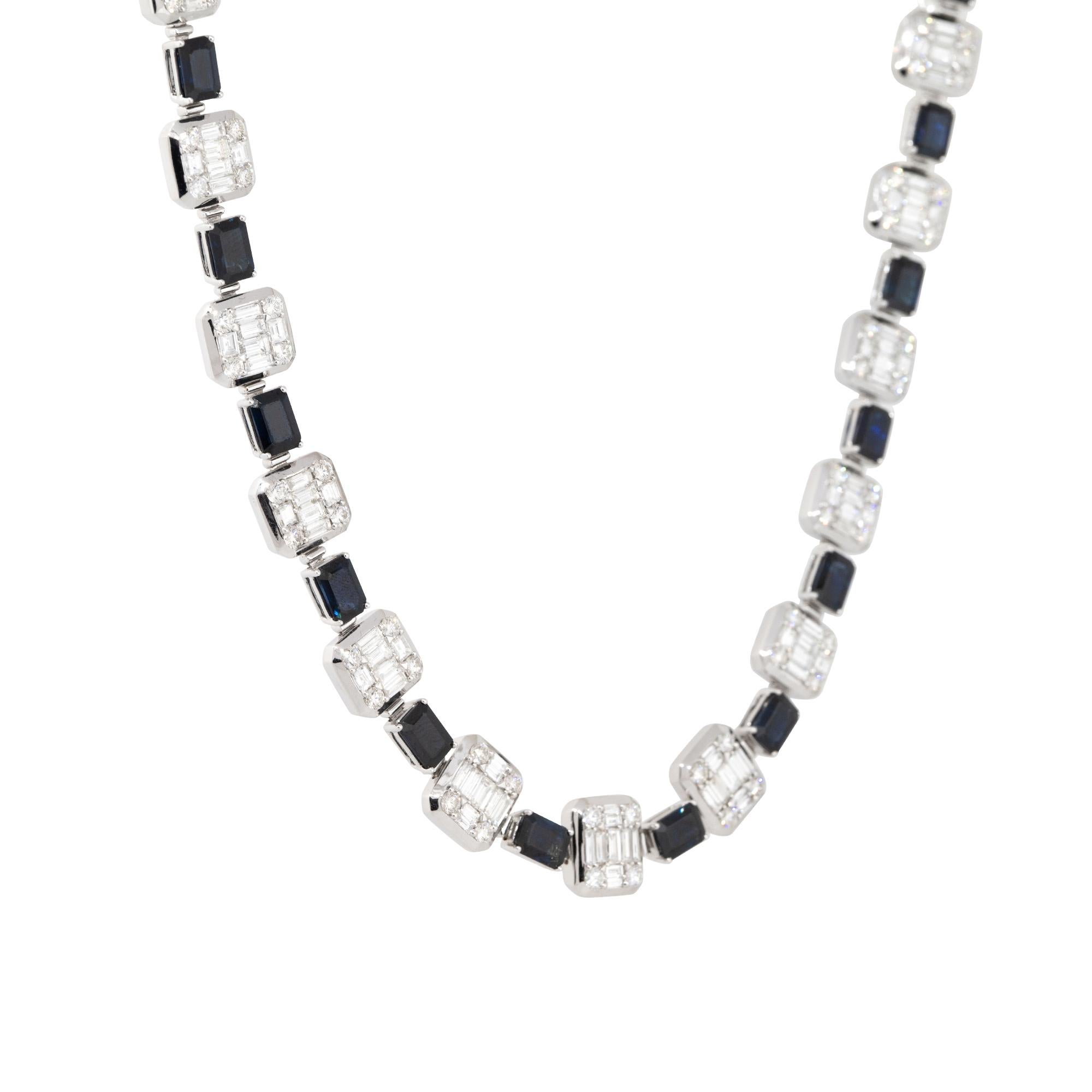 23.77 Carat Sapphire and Diamond Choker Necklace 18 Karat in Stock In Excellent Condition In Boca Raton, FL