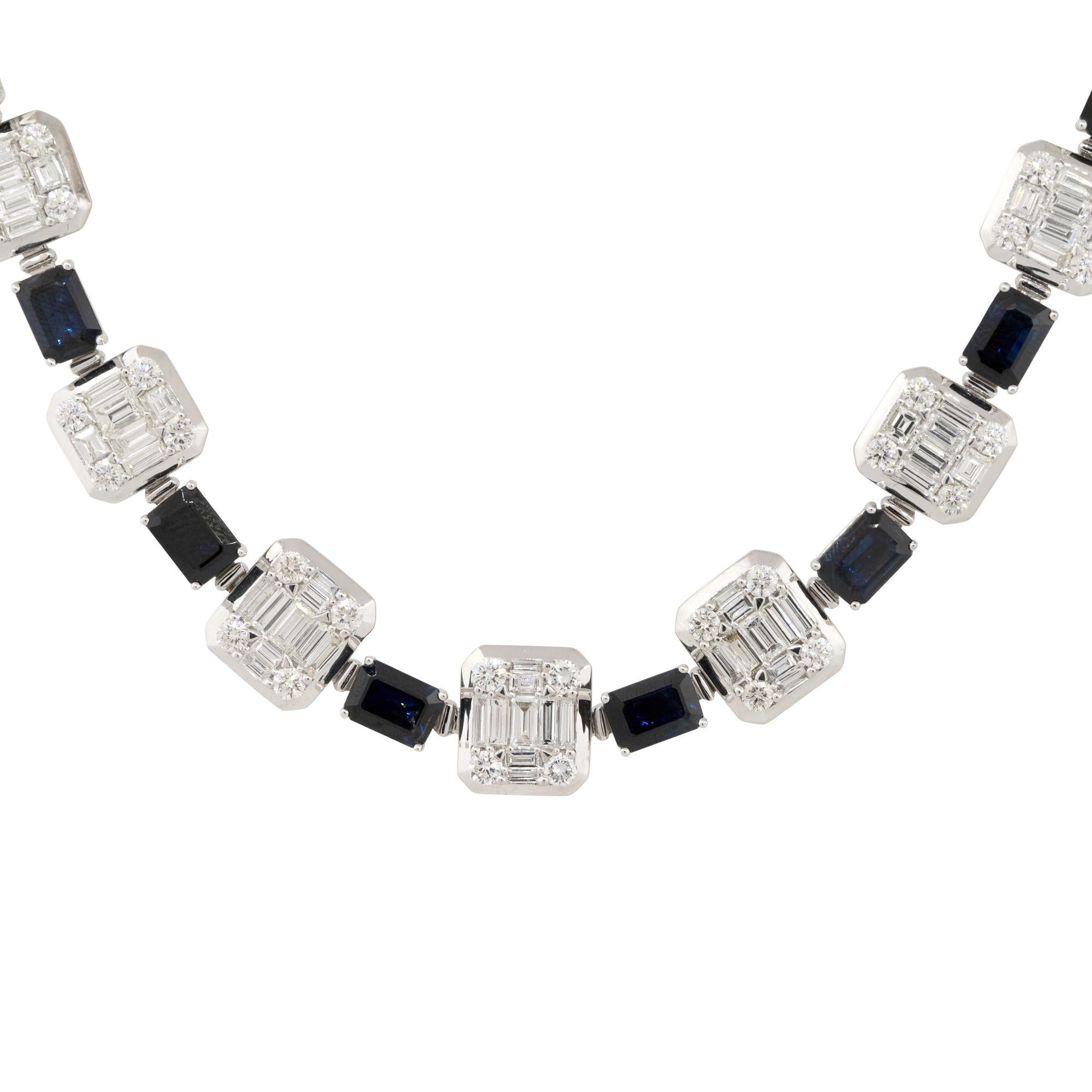 Women's 23.77 Carat Sapphire and Diamond Choker Necklace 18 Karat in Stock
