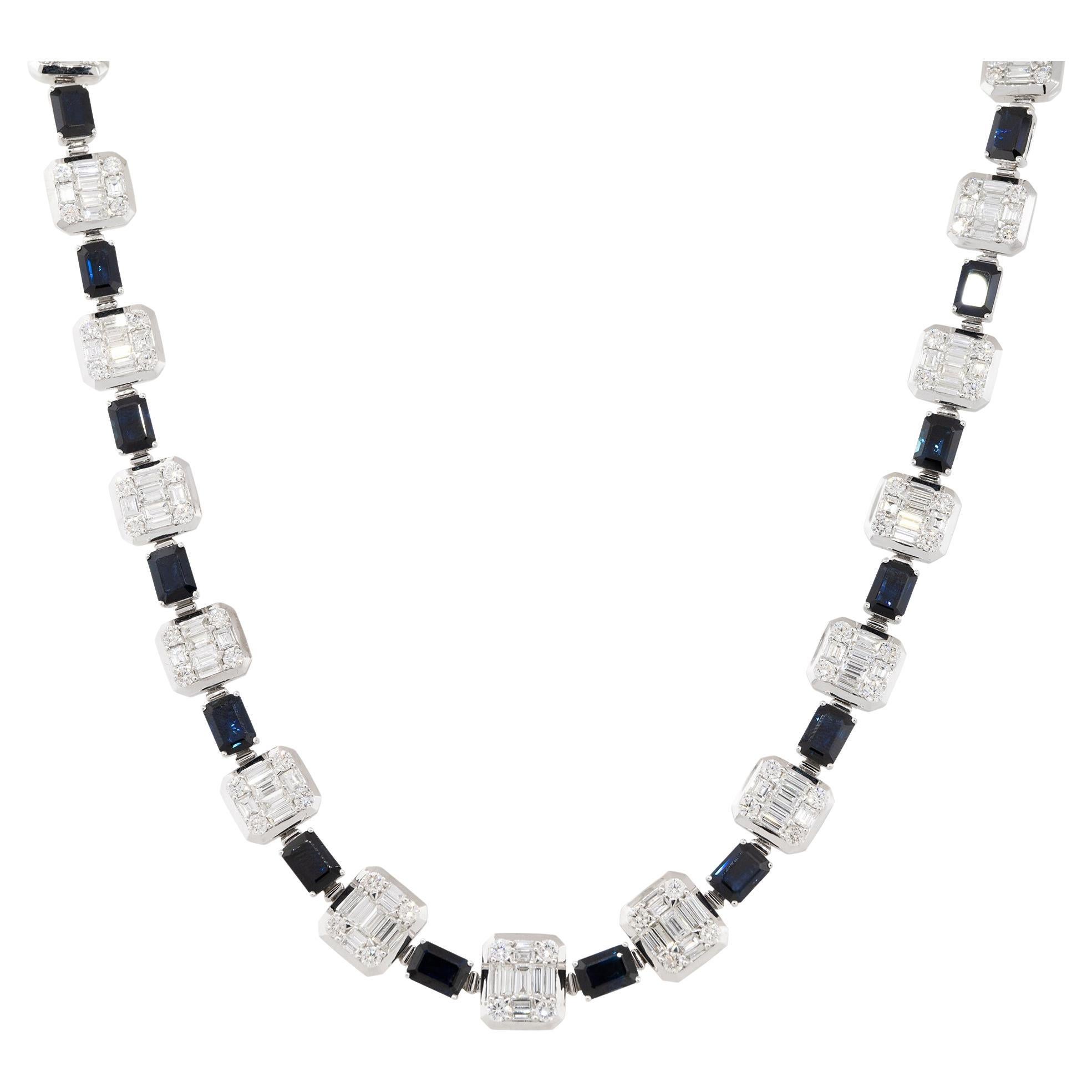 23.77 Carat Sapphire and Diamond Choker Necklace 18 Karat in Stock