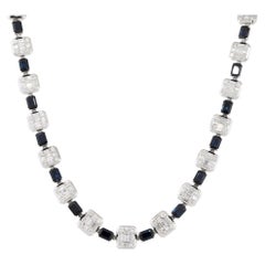 23.77 Carat Sapphire and Diamond Choker Necklace 18 Karat in Stock