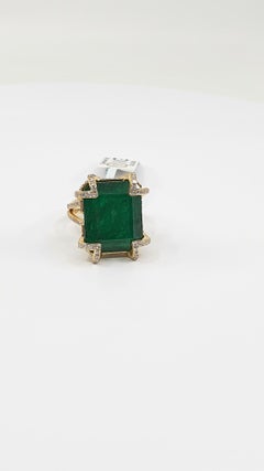 23.784 Ct Emerald Diamond 18 K Yellow Gold Cocktail Ring