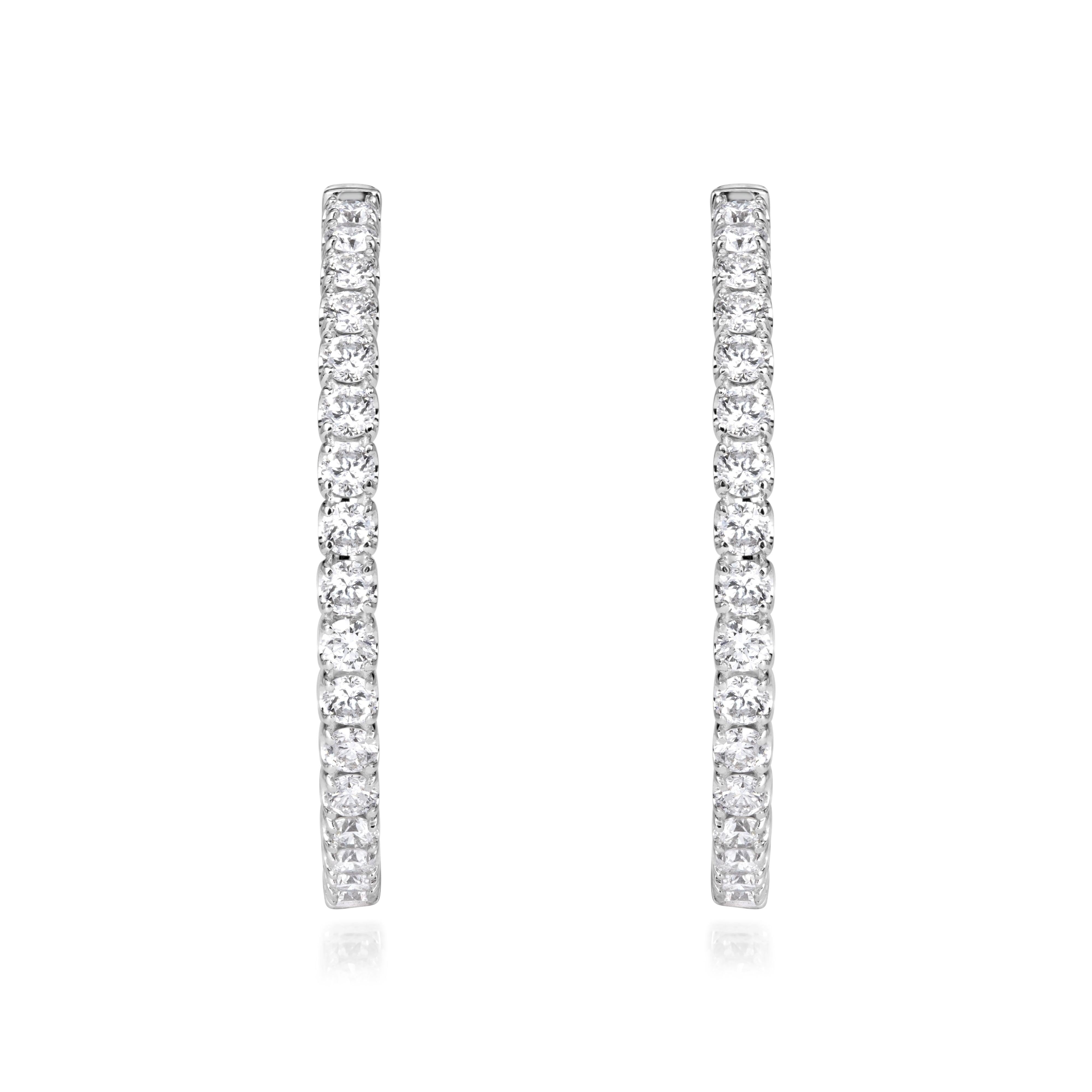 2.37ct 1 Inch Diamond Pavé Hoop Earrings