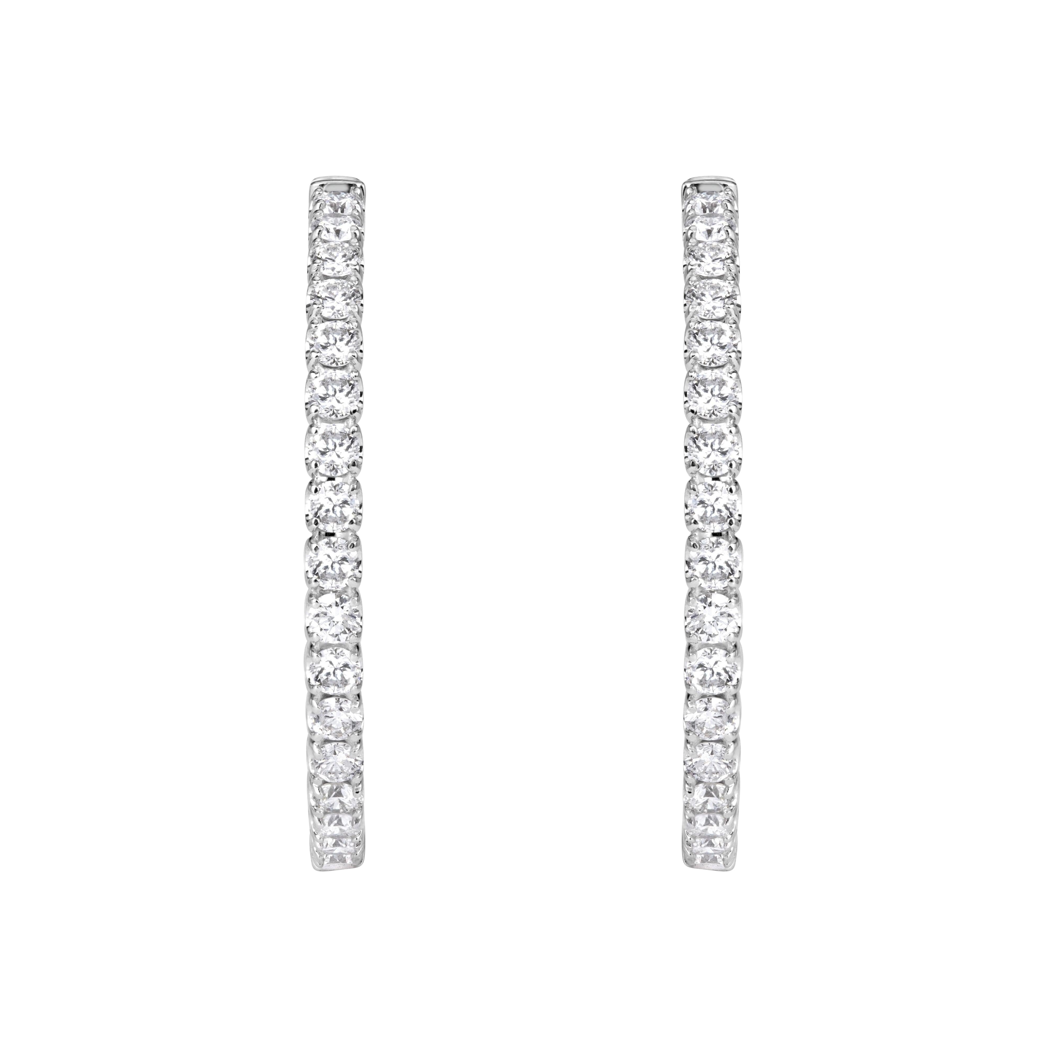 2.37ct 1 Inch Diamond Pavé Hoop Earrings