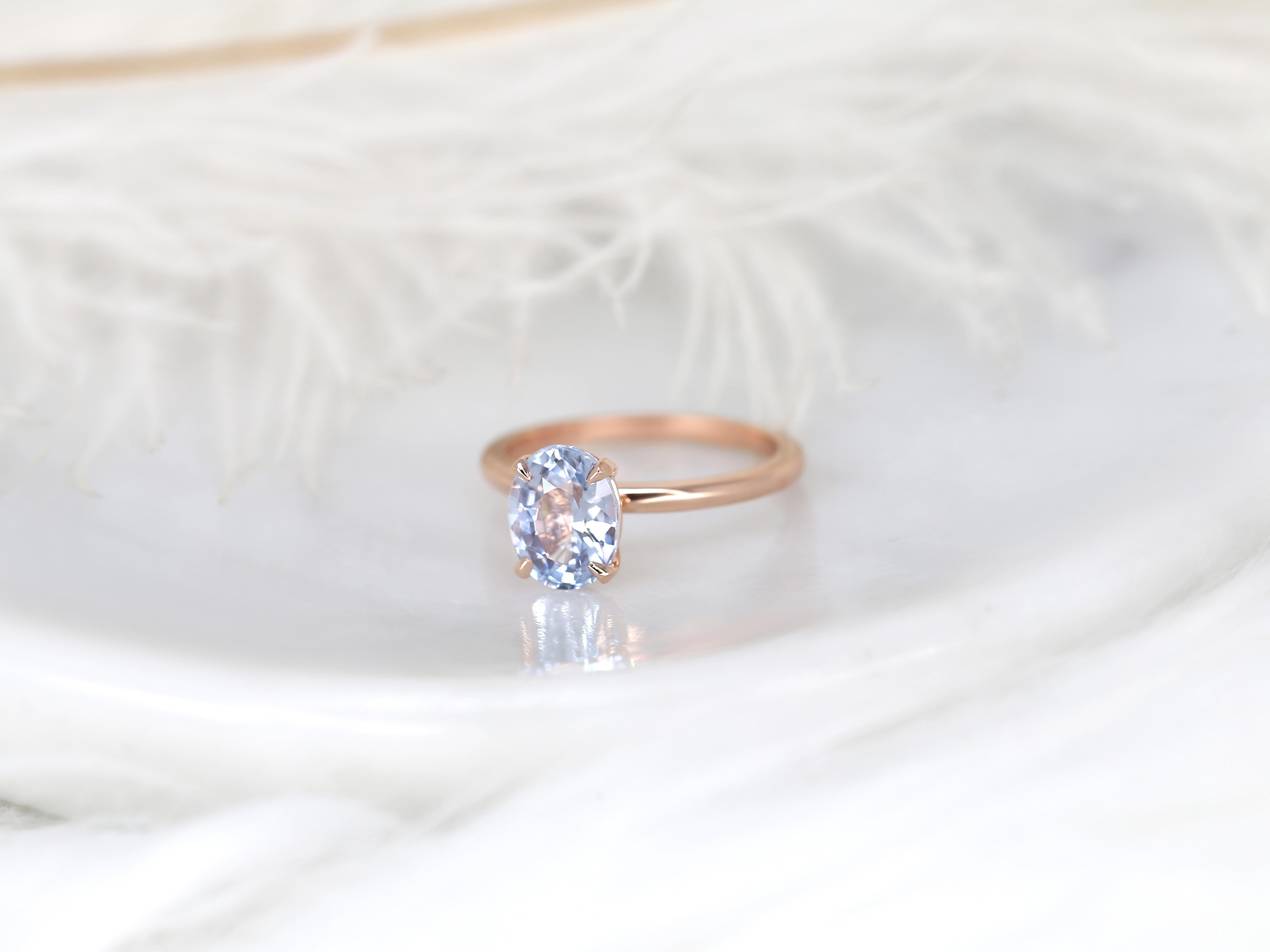 2.37ct Dakota 14kt Rose Gold Lavender Cornflower Sapphire Oval Solitaire Ring For Sale 4