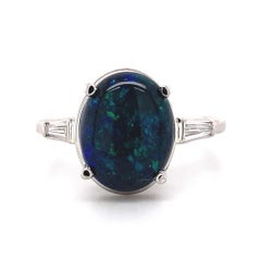 Platinum 2.37ct Black Opal Ring with GIA Report