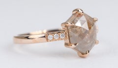 2.37 Carat Hexagon Salt and Pepper Diamond 14 Karat Rose Gold Ring AD1686-56