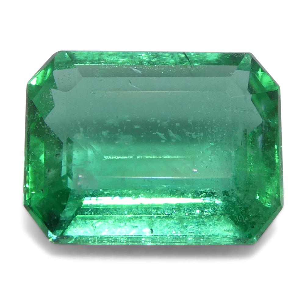 Women's or Men's 2.37ct Octagonal/Emerald Cut Green Emerald from Zambia For Sale
