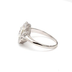 2.37ct Old European & Brilliant Cut H VS2 Diamond Platinum Edwardian Halo Ring