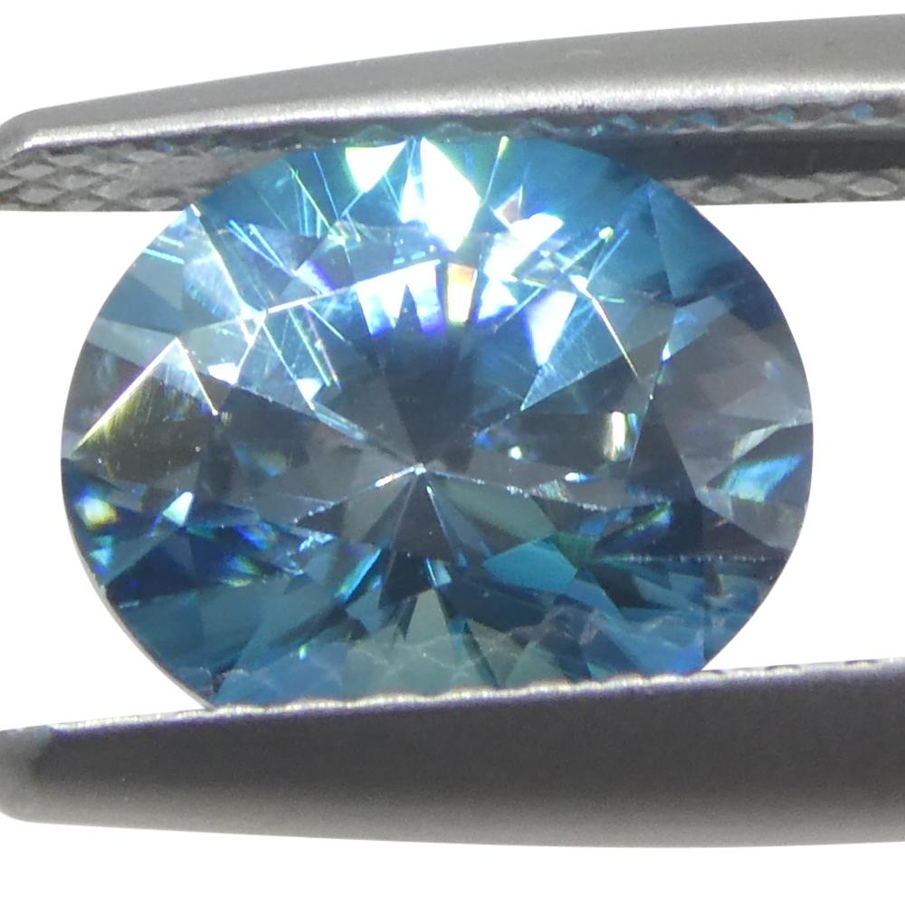 Zircone blu ovale taglio Brilliante da 2.37 carati, estratto dalla terra, proveniente dalla Cambogia in vendita 6