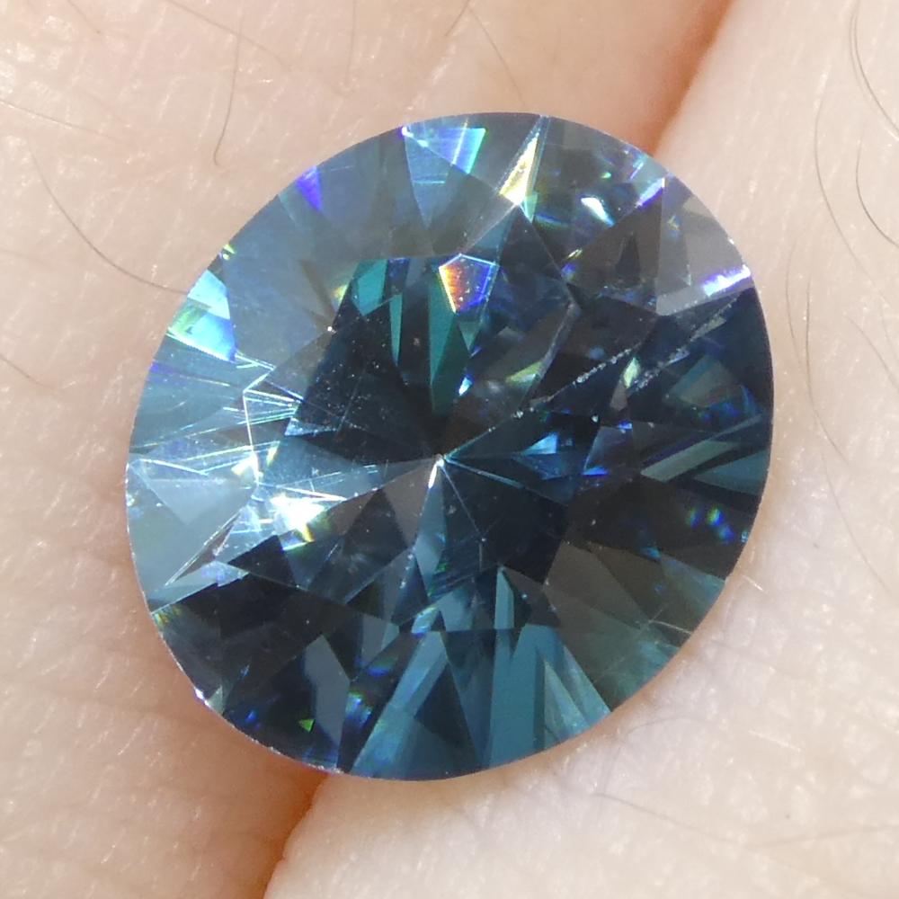 Zircone blu ovale taglio Brilliante da 2.37 carati, estratto dalla terra, proveniente dalla Cambogia in vendita 8