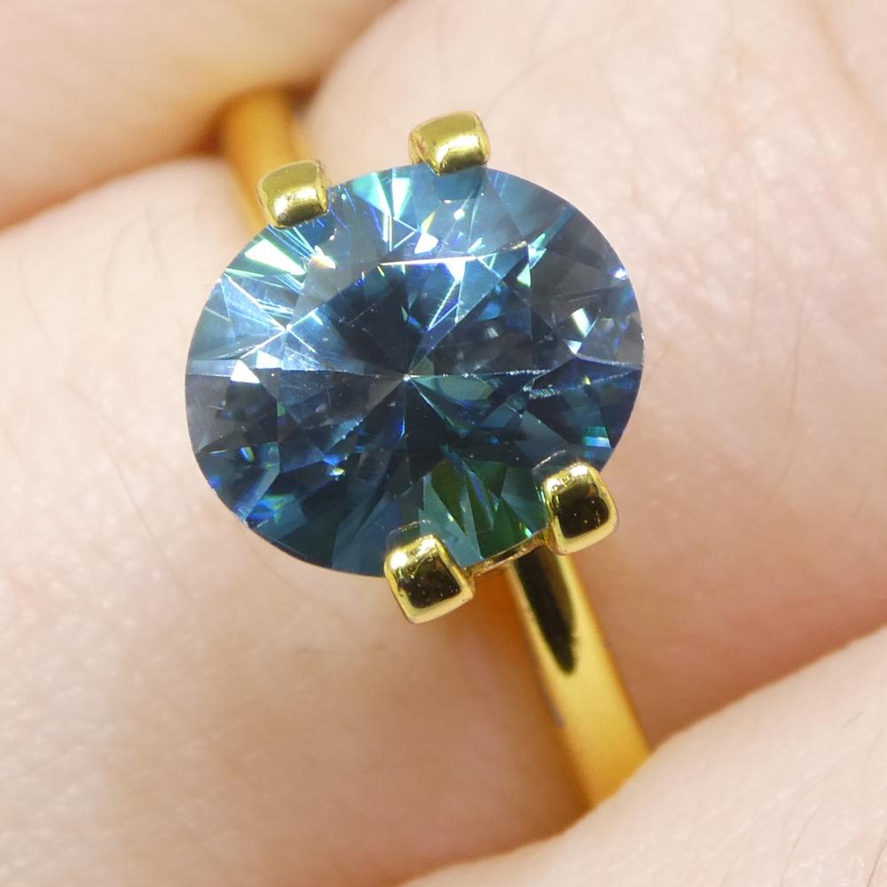 Zircone blu ovale taglio Brilliante da 2.37 carati, estratto dalla terra, proveniente dalla Cambogia in vendita 9