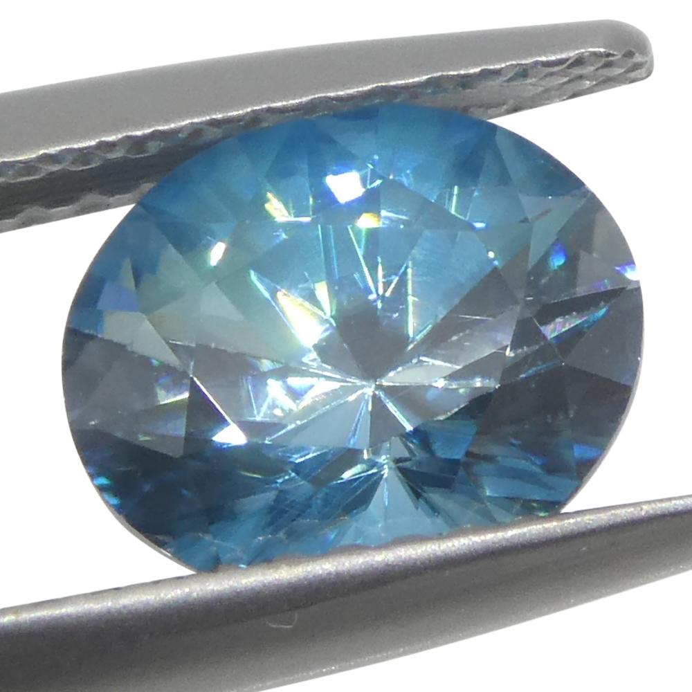 Zircone blu ovale taglio Brilliante da 2.37 carati, estratto dalla terra, proveniente dalla Cambogia In condizioni Nuovo in vendita a Toronto, Ontario