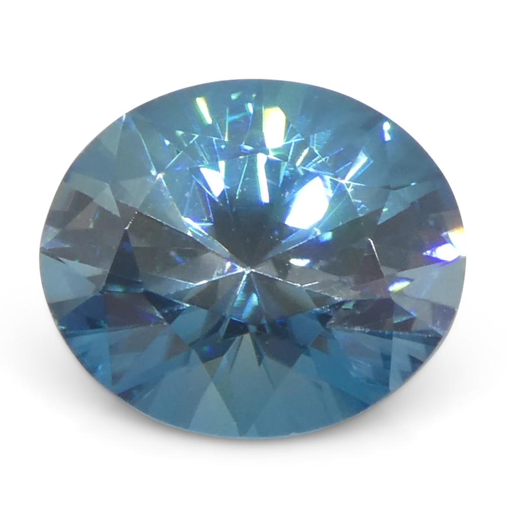 Zircone blu ovale taglio Brilliante da 2.37 carati, estratto dalla terra, proveniente dalla Cambogia in vendita 1
