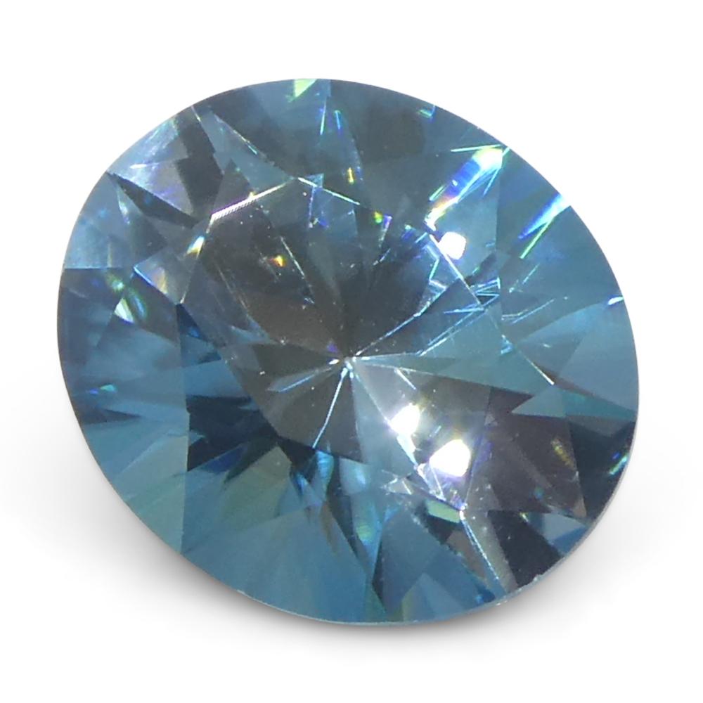 Zircone blu ovale taglio Brilliante da 2.37 carati, estratto dalla terra, proveniente dalla Cambogia in vendita 4