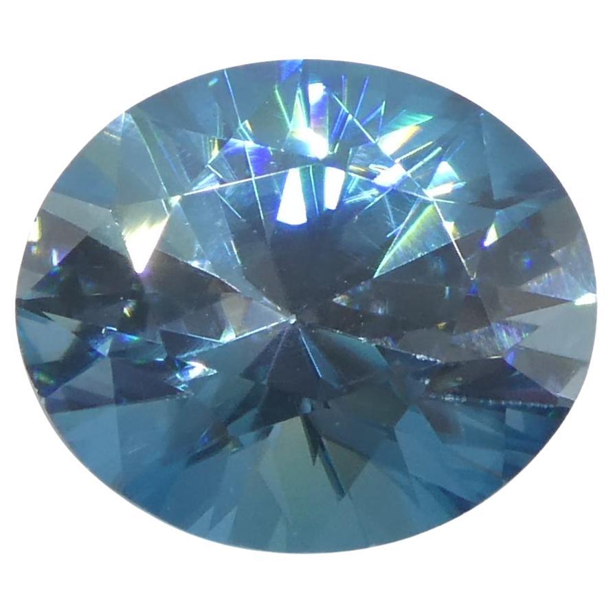 2.37ct Natural Earth Mined Oval Master Brilliant Cut Blue Zircon from Cambodia