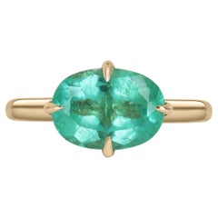 2.37cts 14K Four Prong Oval Emerald Solitaire Gold Ring