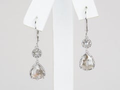 2.37ctw Georgian-Inspired Rose Cut Diamond Dangle Earrings 14K White Gold R3128