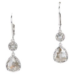 2.37ctw Georgian-Inspired Rose Cut Diamond Dangle Earrings 14K White Gold R3128