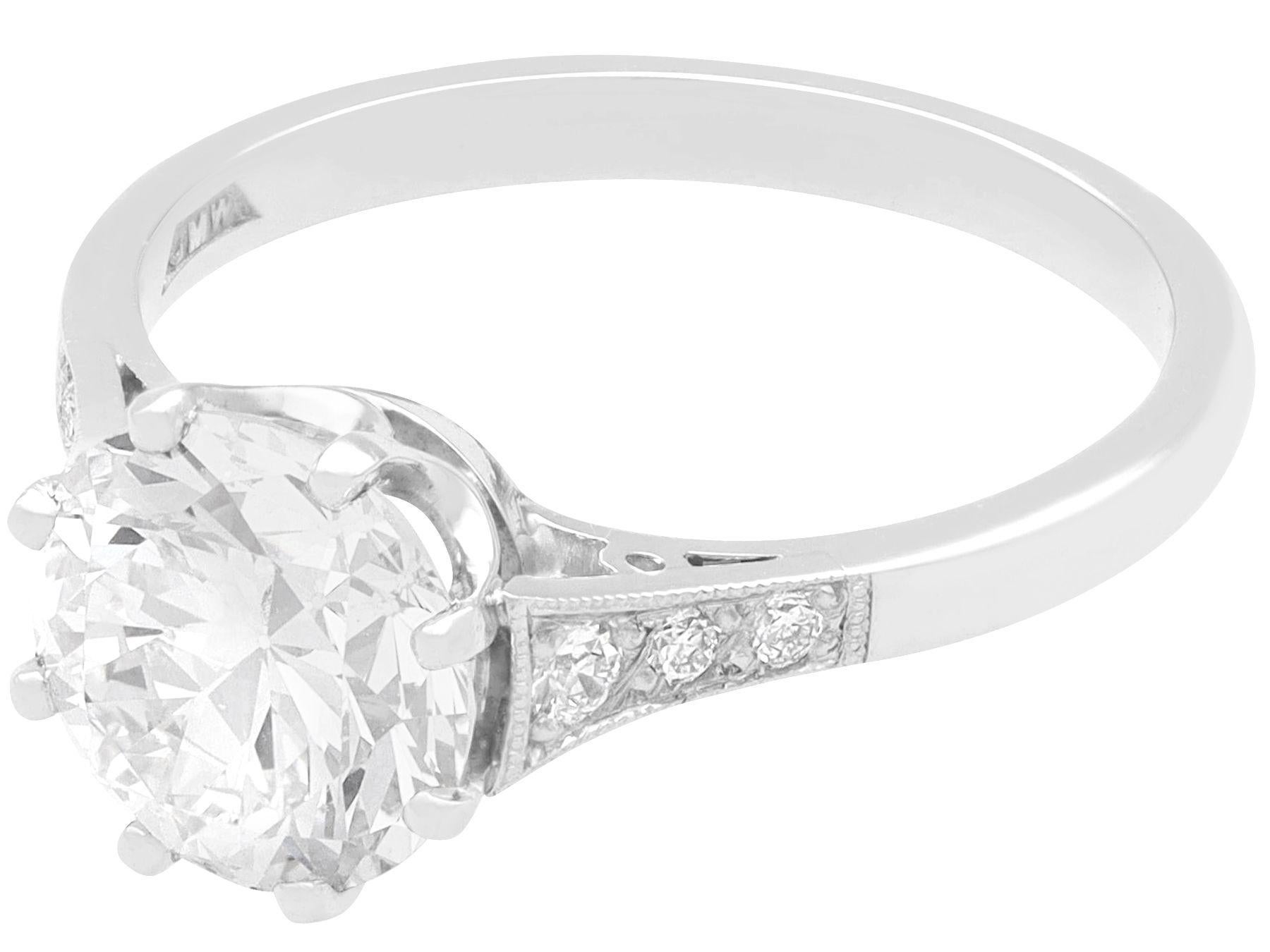 A stunning, fine and impressive antique 2.38 carat diamond and platinum solitaire engagement ring; part of our diverse jewelry and estate jewelry collections

This stunning, fine and impressive engagement ring has been crafted in platinum.

The