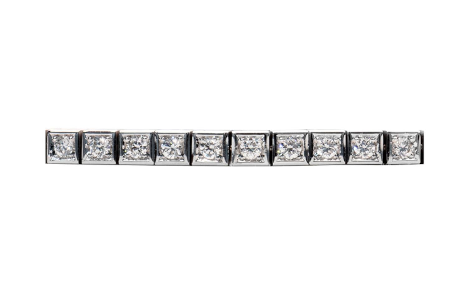 Presenting an exquisite masterpiece of Italian craftsmanship, our illusion-set bracelet in 18k white gold is a testament to sophistication and artistry. Carefully curated, this piece showcases a total carat weight of 2.38, featuring stunning round