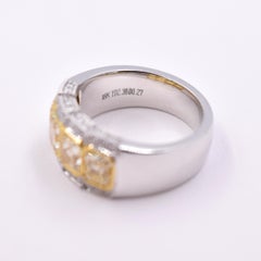 2.38 Carat Fancy Yellow Radiant Cut Four-Stone Diamond Ring in 18 Karat Gold