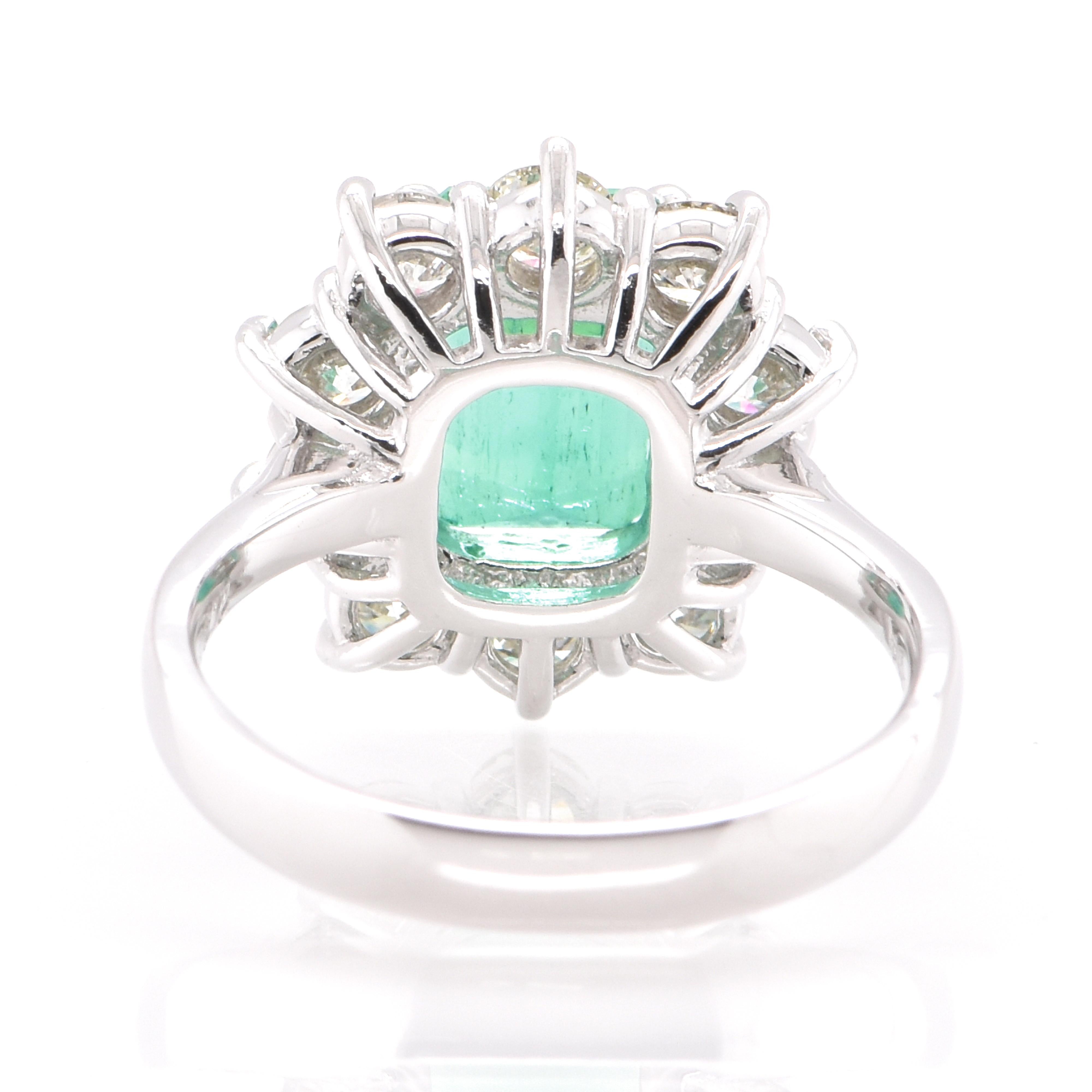 2.38 Carat Natural Colombian Emerald and Diamond Ring Set in Platinum 1