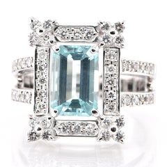 Anillo de oro blanco de 18 quilates con turmalina paraiba natural de 2,38 quilates y diamantes