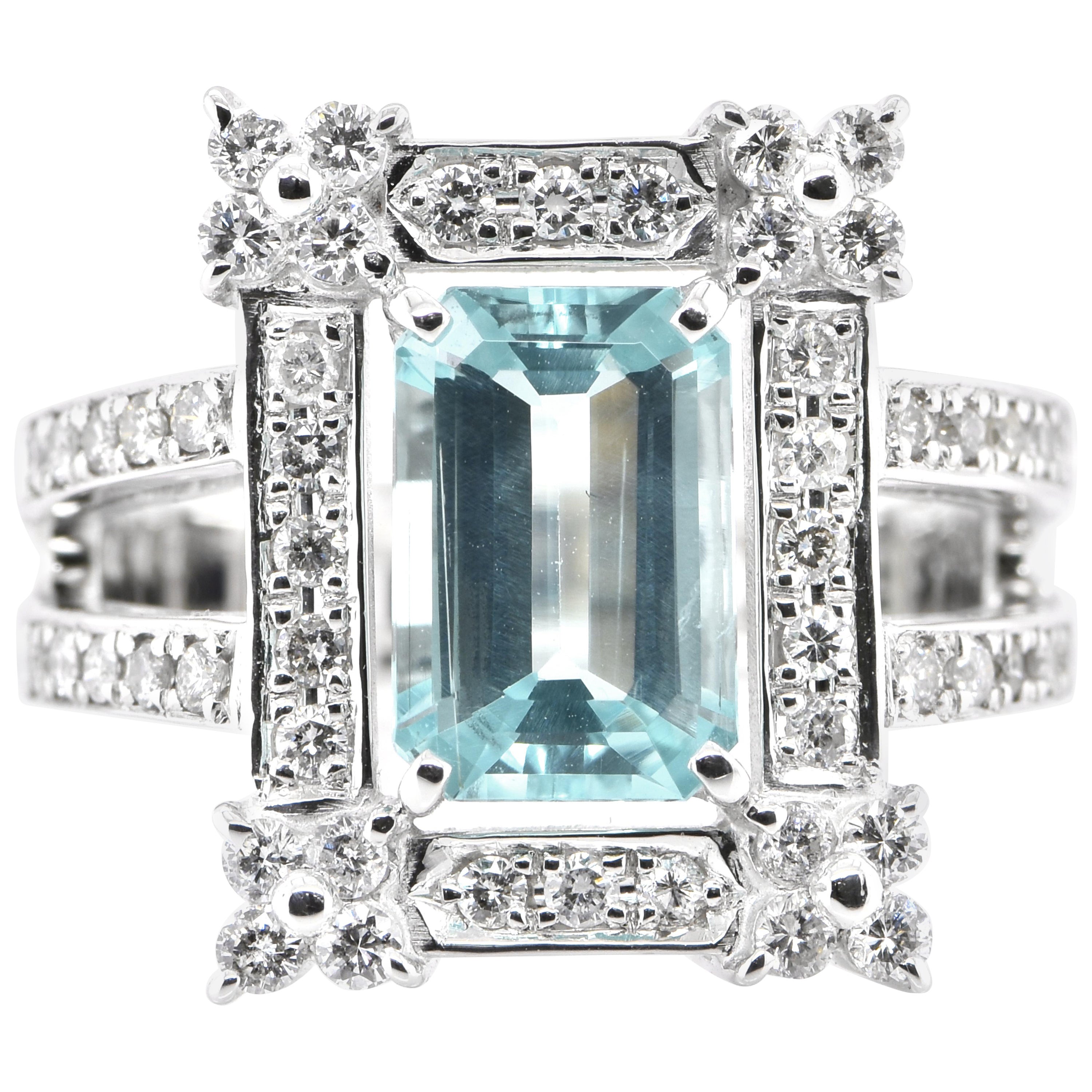 2,38 Karat natürlicher Paraiba-Turmalin und Diamantring aus 18 Karat Weißgold