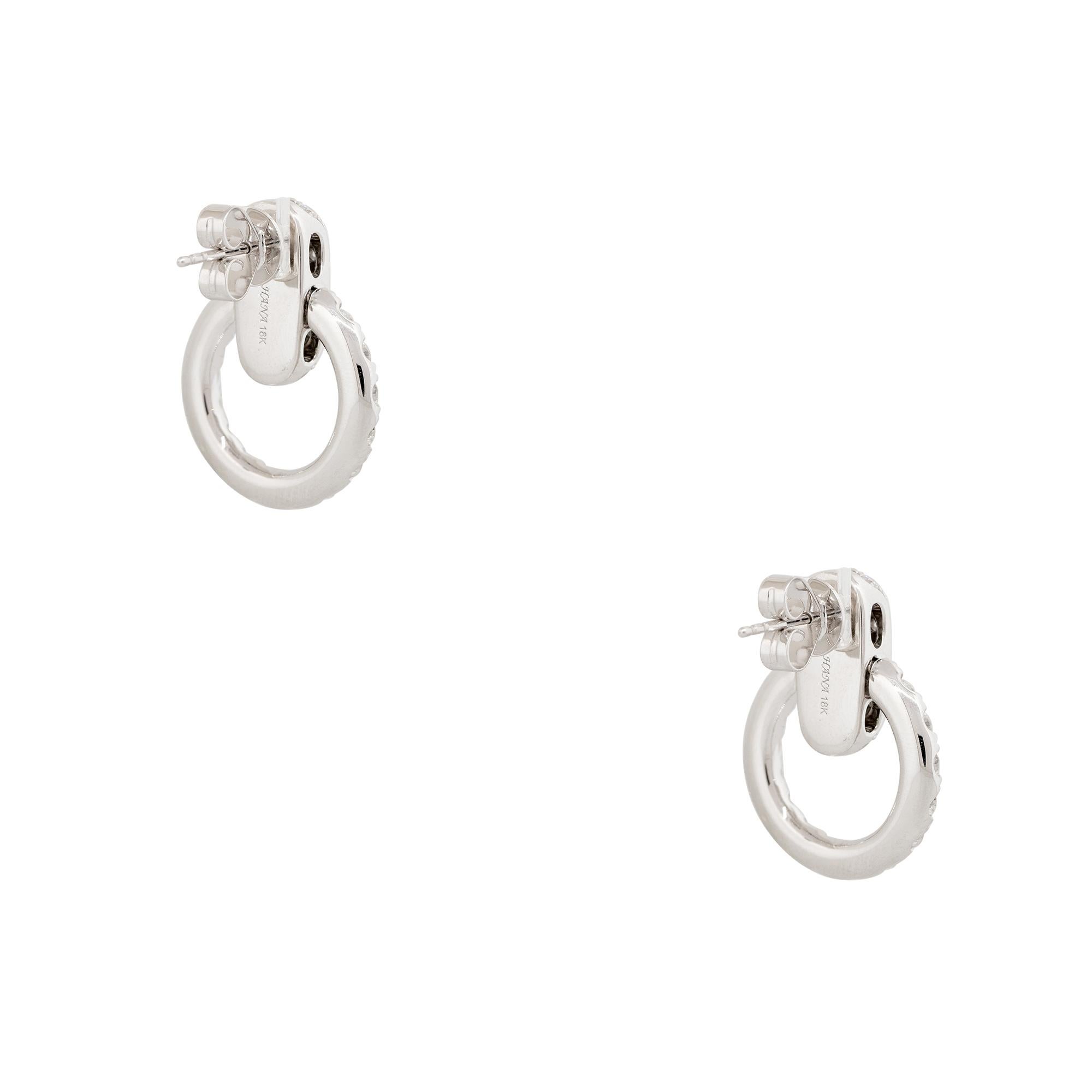Taille ronde 2.38 Carat Pave Diamond Circle Drop Earrings 18 Karat En stock en vente
