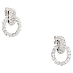 2.38 Carat Pave Diamond Circle Drop Earrings 18 Karat En stock